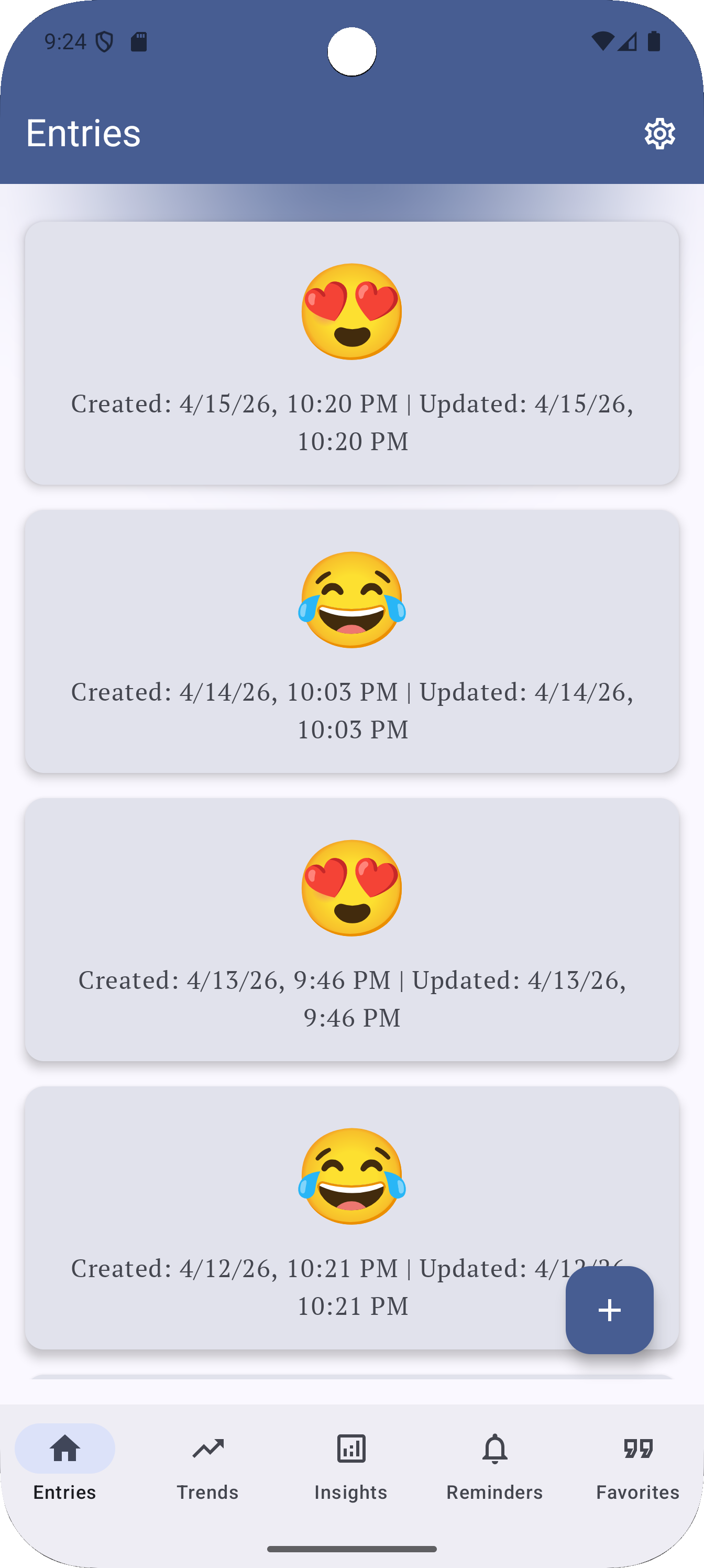 Mood picker screenshot